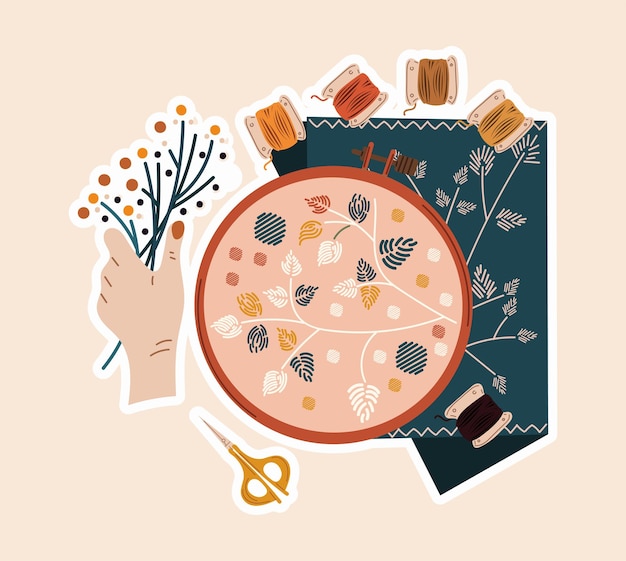 zestaw do haftu z muliną i tamborkiem